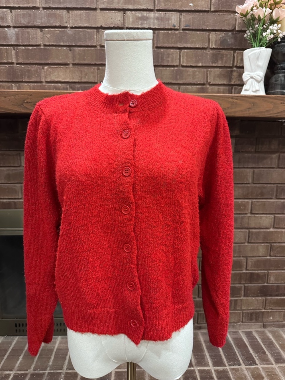 ASTR the Label Red Wool Blend Cardigan S Coquette Red Pop Coquette